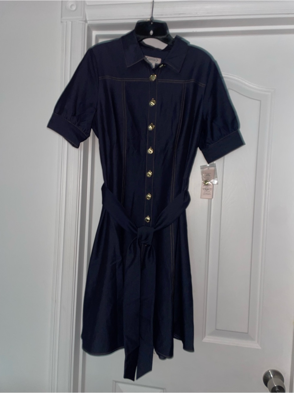 Nanette Lepore Women's Midi Denim Puff Sleeve Shirt  Dress Sz 10 NWT $158